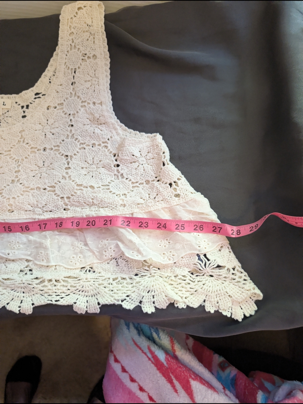 CCO !NEW! POL Cream Crochet Lace Tank with Scalloped Hem (Only 2 Left! ) - Picture 5 of 16